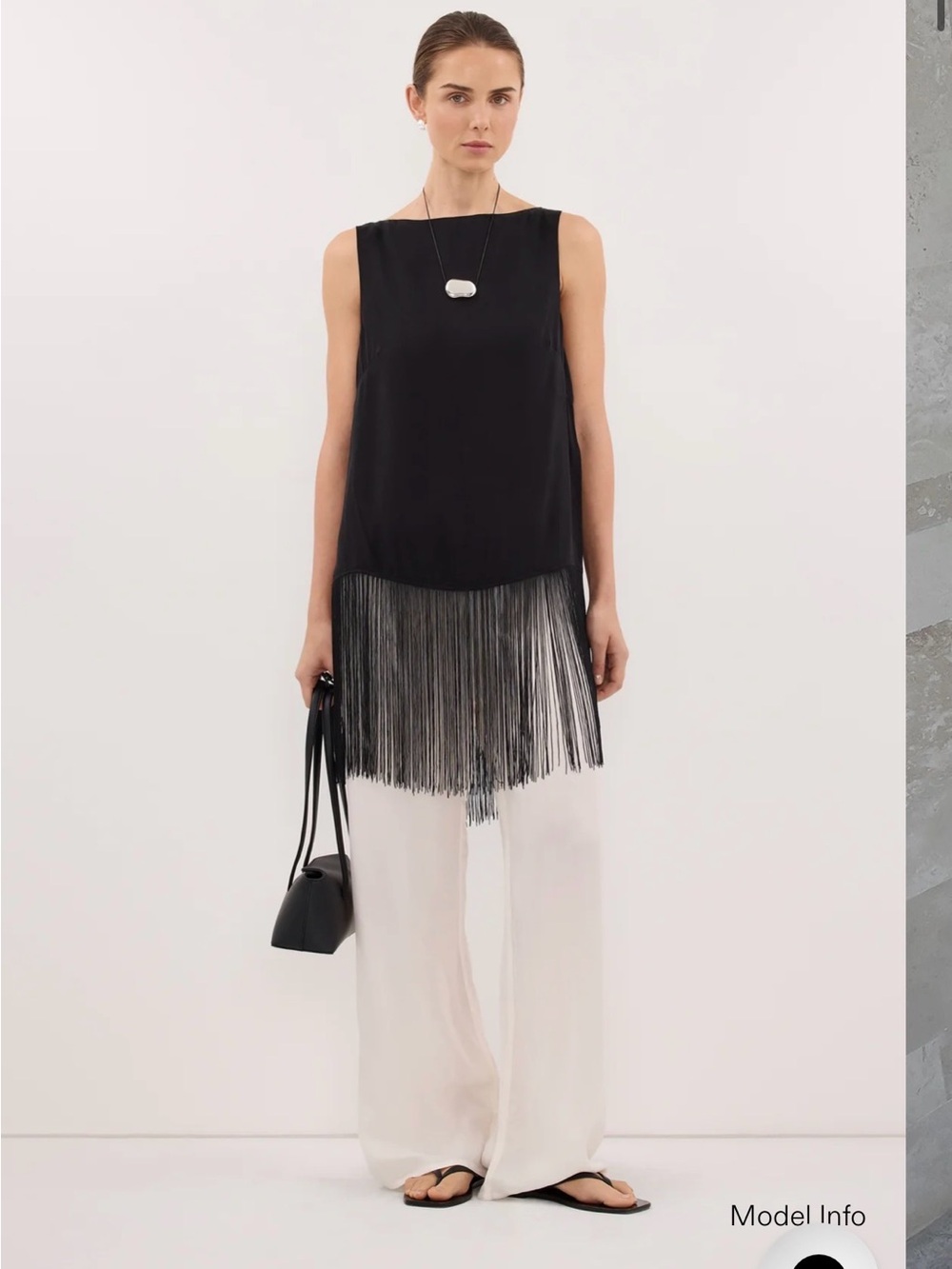 DISSH Fiora Black Cupro Fringe Top